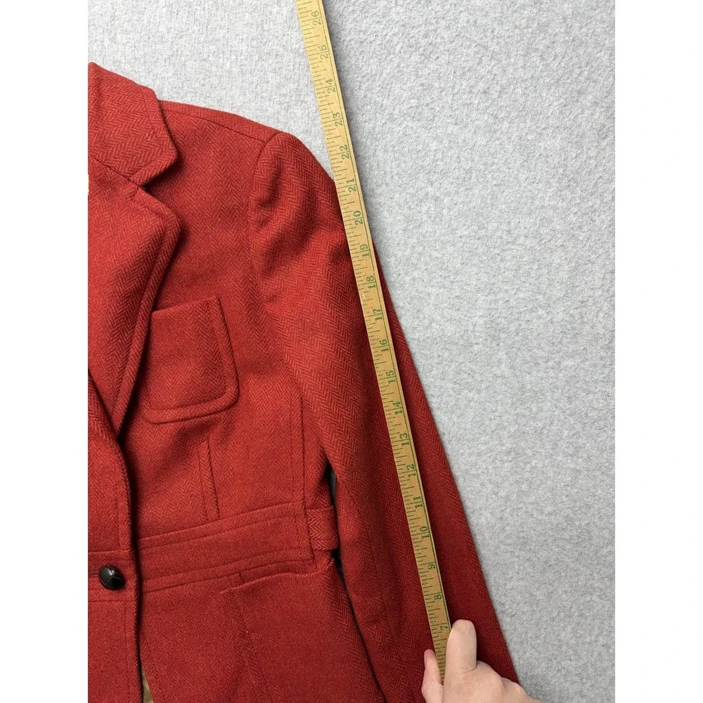 J.Crew Blazer Womens 0 Red‎ Herringbone Wool Tweed One Button Lined Robert Noble